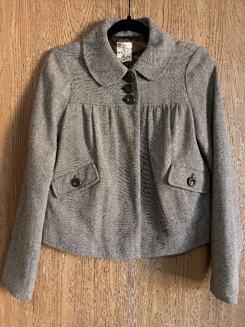 Tulle Wool Blend Babydoll Swing Jacket